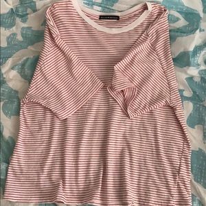 a red and white striped tee shirt
